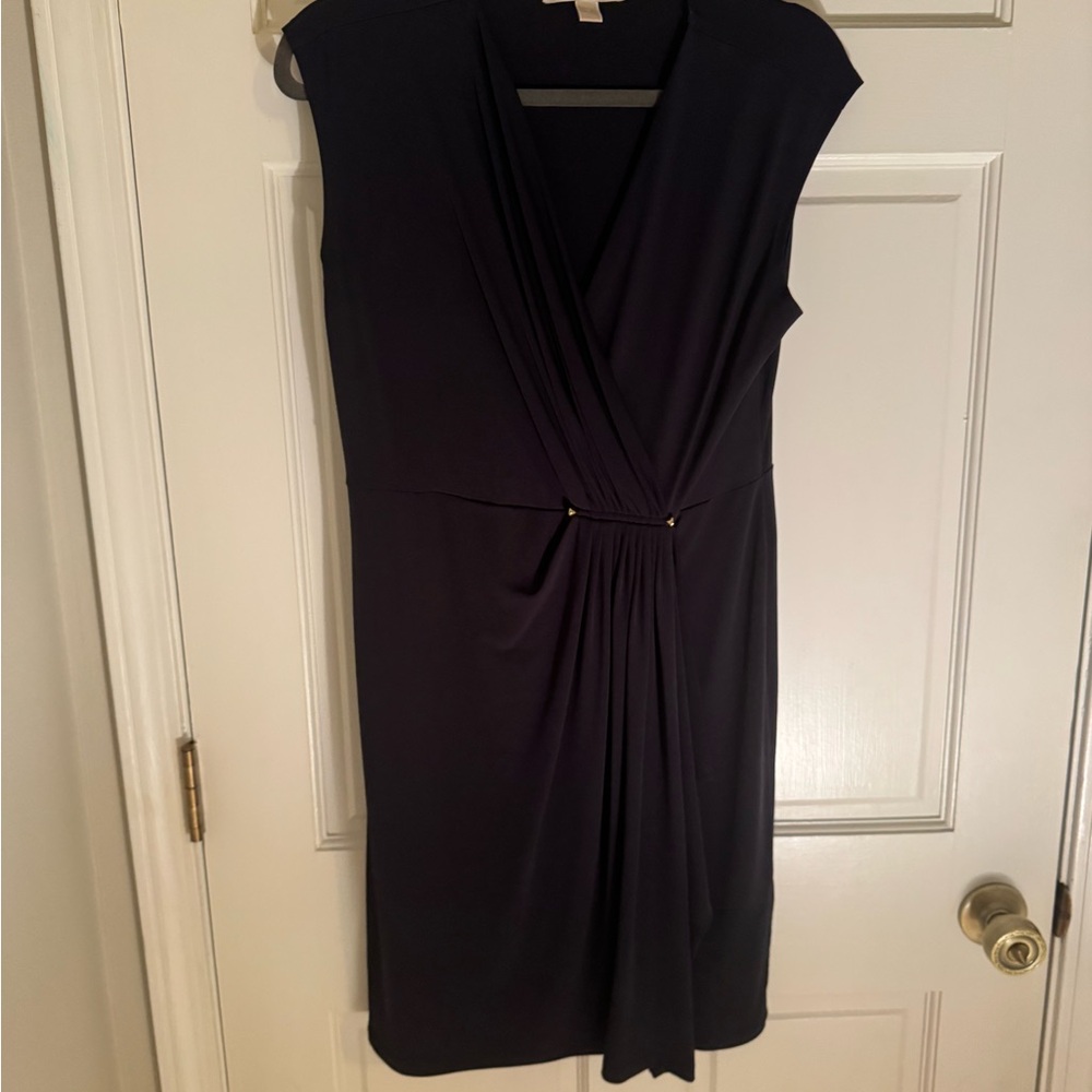 Elegant navy faux wrap Dress